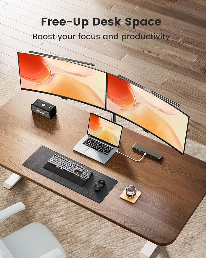 ErGear Dual Monitor Stand, Heavy Duty Adjustable Monitor Desk Mount for 2 Screens up to 32 Inches, Fully Adjustable Height, Tilt, Swivel, Rotate, Supports 17.6 lbs per Monitor Arm, Easy Installation