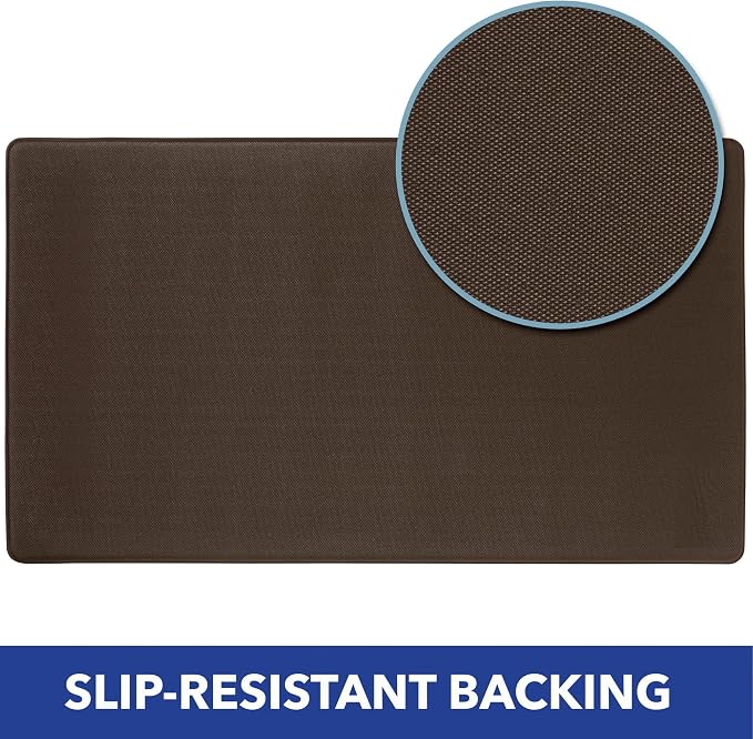 Home Dynamix Cozy Living Modern Marble Runner Anti-Fatigue Kitchen Mat, Non-Slip Floor Mat, Padded Standing Desk Mat, Gold/White, 17.5"x55"