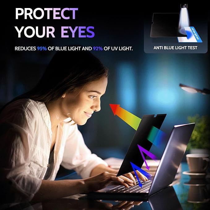Privacy Screen for MacBook Pro 16 Inch (2021-2025, M1, M2, M3, M4), MagicSuction™ Removable Anti Spy Black Protector, Glare Blue Light Filter for Mac Laptop Computer