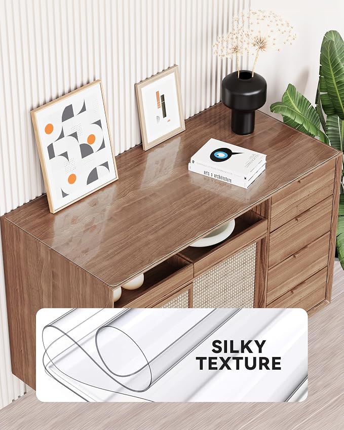 Oterri Clear Writing Desk Pad, 18’’x36” Heat Resistant Waterproof PVC Round Edge Durable Desk Protect Mat, Anti-Static Writing Mat Table Protector