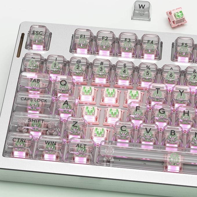 Outemu V3 White Peach Silent Pro Switches,5 Pin 40gf Mute Pre-lubed Dustproof Linear Switch,Suitable for MX Mechanical Gaming Keyboards(90Pcs)
