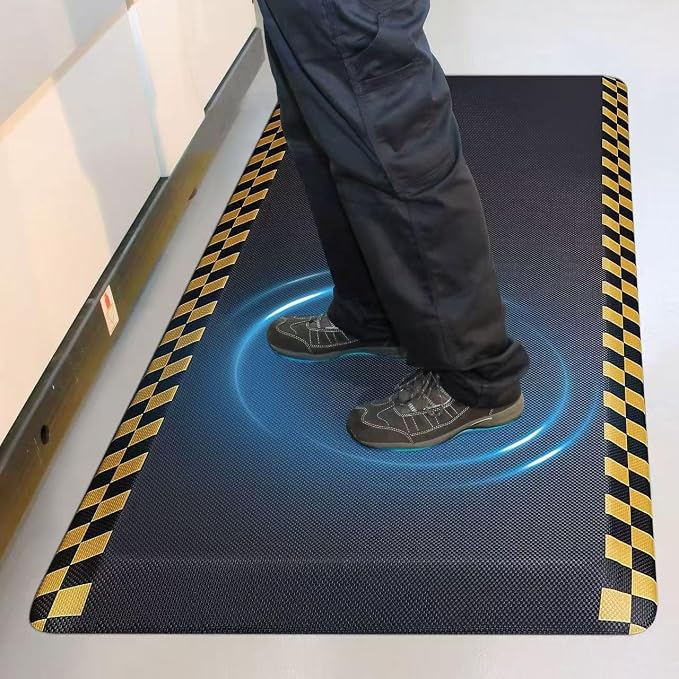 2 Packs Anti Fatigue Mat for Industrial - 39"x20" Standing Floor Mat | Ergonomic Work Mat with Safety Yellow Border for Warehouse, Garage, Public - Relieves Back & Leg Pain