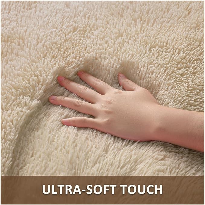 Ophanie Beige Rugs for Bedroom Living Room, Fluffy Fuzzy Furry Carpet,Plush Soft Shaggy Bedside Indoor Floor 4x6 Area Rug for Kids Girls Boys Baby Teen Dorm Nursery Decor with Over 99 pcs Pile fibers
