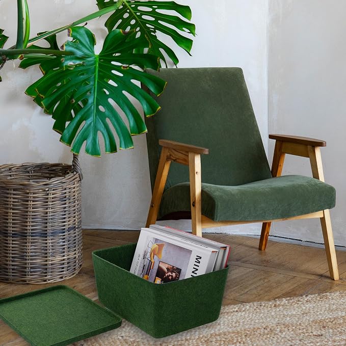 Forest Green Felt Tray Lid for Desk Drawer Organizer Bin Minimalist