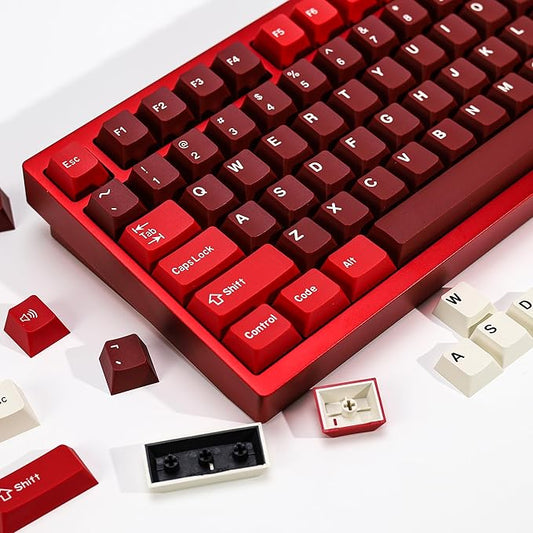 Jamon PBT Double Shot Keycap Set,174 Keys Red Custom Key Cap Keycaps 70 Percent Cherry Profile Keycaps for 61/64/68/84/87/100/104/108 Mechanical Keyboard