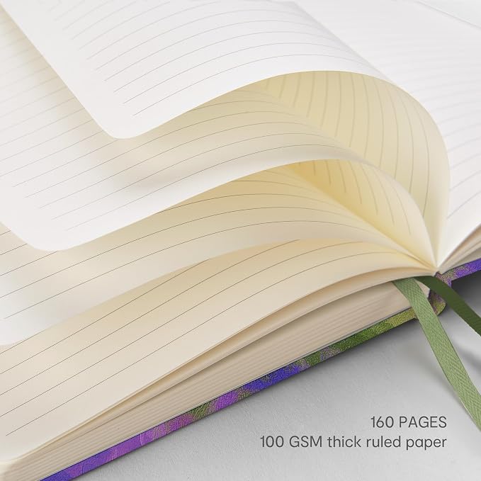 &And Per Se Lined Hardcover Notebook – A5 5.7"x8" College Ruled, 160 Pages, 100gsm Thick Paper – Aesthetic Journal for Women, Gift-Ready Planner, Everyday Writing Notebook (Lavender Grove)