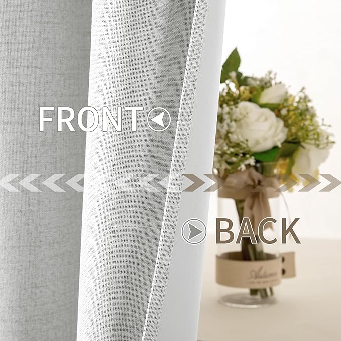 MIULEE 90 Inches Curtains for Bedroom 100% Blackout Thermal Insulated Heathered White Grommet Room Darkening Drapes Luxury Decor for Living Room 52 x 90 Inch (2 Panels)