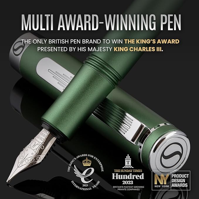 Green Matt EDC Fountain Pen - Fine Nib by Scriveiner