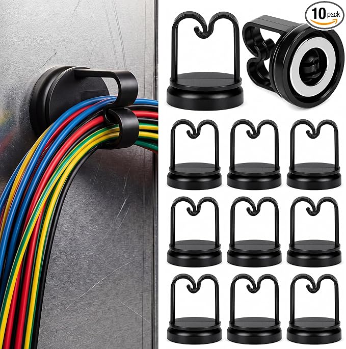 Shimeyao 10 Pcs Magnetic Fasteners, 3/4" Magnetic Cable Holder Magnet Zip Tie Mount Magnetics Zip Ties Mount Base Holder for Home Office Marine Electrical Wiring