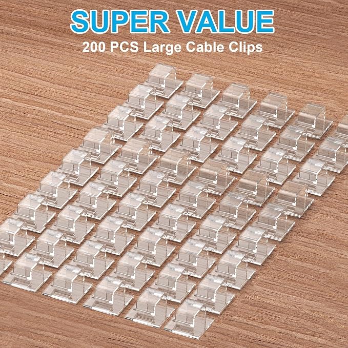 TidyHelper 105 PCS Hooks for Outdoor String Lights (Large, Clear) | Christmas Light Clips Hangers, Cable Clips Wire Cord Holder for Patio Porch Decor, Balcony & Holiday Decor, Indoor/Outdoor