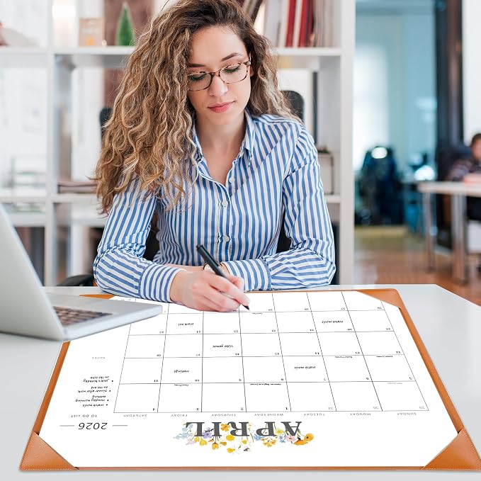 Desk Calendar 2026-2027 - 18 Month Desktop Calendars (Jan 2026–Jun 2027),Large 22x17 Monthly Calendar with Home & Office Floral Desk Pad Calendars (Brown, 22 * 17)