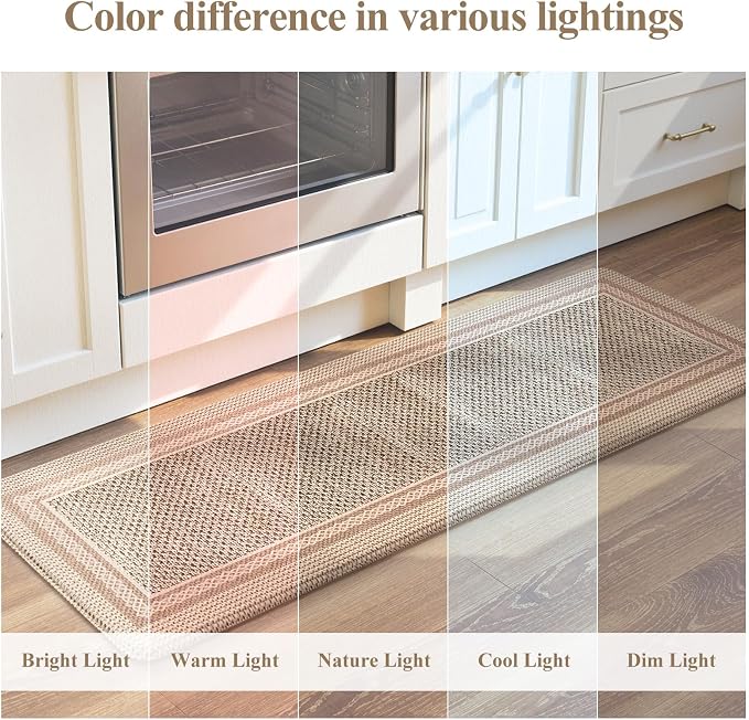 KIMODE Anti Fatigue Kitchen Mats for Floor,Farmhouse Kitchen Rugs Sets of 2 | Cushioned Kitchen Floor Mats,Comfort Standing Mat for Kitchen Decor Laundry Office Desk Apart Grayish Brown 17"x47"+17"x29"