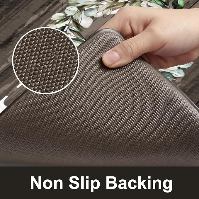 KIMODE Anti Fatigue Kitchen Mat 2PCS,Non-Skid Waterproof Kitchen Rugs,Farmhouse Kitchen Mat for Floor,Cushioned Comfort Foam Standing Mat for Home,Laundry,Office,Sink,Desk