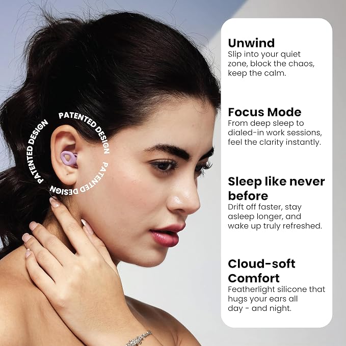Zenz Unwind Pro Ear Plugs for Sleeping Noise Reduction – Soft Silicone Reusable Earplugs for Sleep, Focus & Work – 35dB Noise Reduction with Storage Case – XS/S/M/L Eartips (Nebula Purple, One Size)