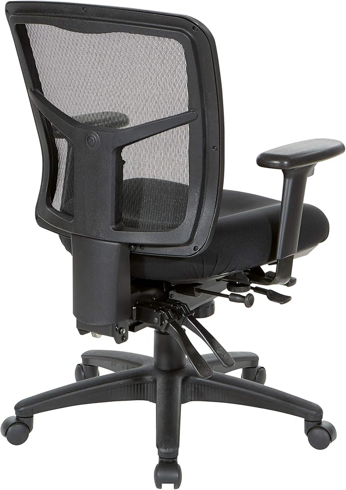 Office Star ProGrid Breathable Mesh Manager's Office Chair with Adjustable Seat Height, Multi-Function Tilt Control and Seat Slider, Mid Back, Coal FreeFlex Fabric