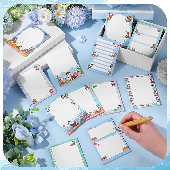 12 Pads Otters Sticky Notes Cute Animal Sticky Note Pads 3 x 4 Inches Cartoon Adhesive Memo Reminder Decor for Sea Otter Lovers Journal Home Office Gifts Christmas Small Gift