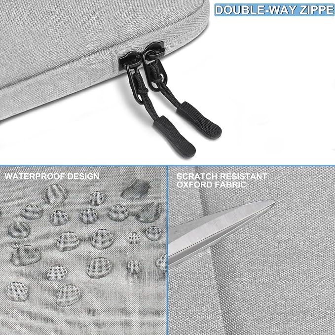 Laptop Case 14 inch, Shockproof Protective Computer Bag with Accessories Pocket, Portable Laptop Sleeve Compatible for 14 inch MacBook Air/Pro, Dell, HP, Acer, Asus, Lenovo, Gray