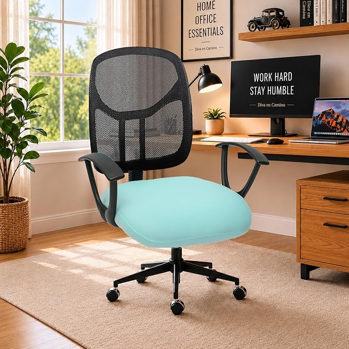 DIVA EN CAMINO DEC Universal Spandex Computer Chair Slipcover - Stretchable Desk Office Chair Seat Cushion Covers - Removable Washable Cushion Protectors for Dogs, Cats, Pets