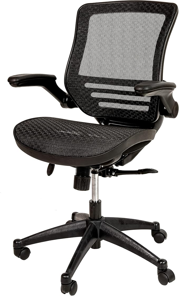 Flash Furniture Warfield Mid-Back Transparent Black Mesh Executive Swivel Office Chair with Black Frame and Flip-Up Arms
