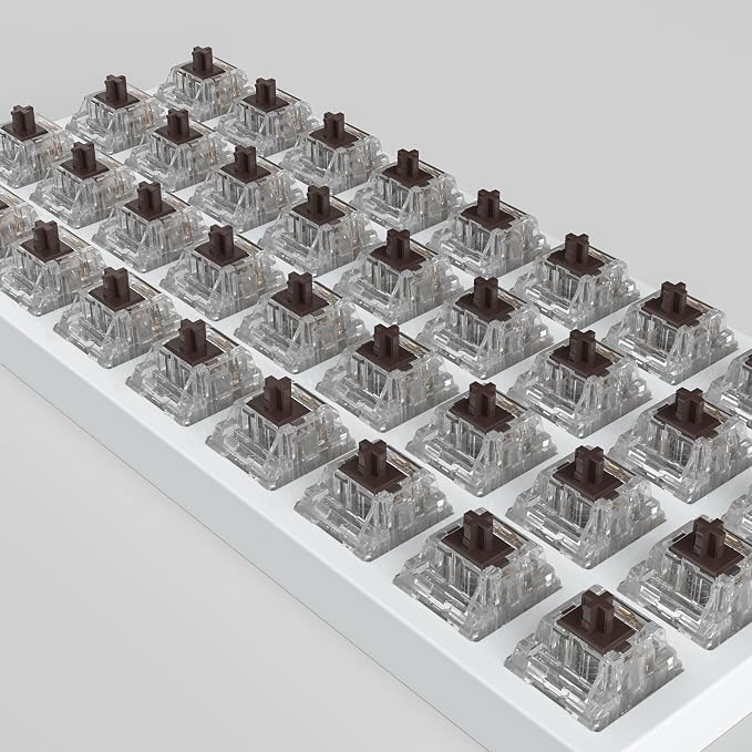 Zhouwang Crystal Brown Switch Mechanical Keyboard Replacement,3 Pin Tactile/Accurate Typing/Dustproof/RGB Transparent Gaming Keyboard Switches(90Pcs)