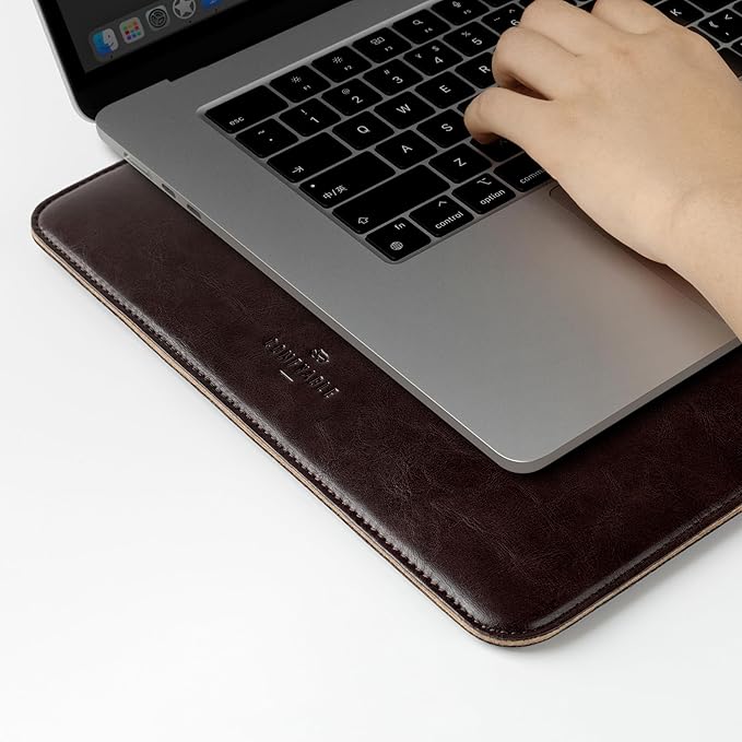 Comfyable Laptop Sleeve 14 Inch Precisely Compatible with MacBook Pro M5 M4 M3 M2 Pro/Max 2026-2021, Faux Leather Cover Case, 14 in, Dark Brown