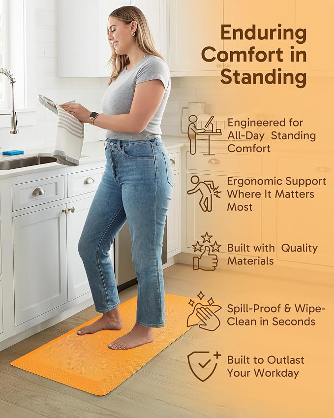 Ophanie Kitchen mats for Floor, 3/4 inch Thick, Kitchen Rugs, 20x39 Anti Fatigue Standing Cushioned Mat,Waterproof,Comfort Ergonomic mat for Office, Home,Sink with 99+ Pairs of Anti-Slip Bottom Ridges