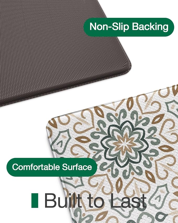 LUMI Anti Fatigue Kitchen Cushioned Mat for Floor, Padded Waterproof Runner for Standing, Stain Resistant Comfort Rugs for Home, Sink, Laundry, 24x87
