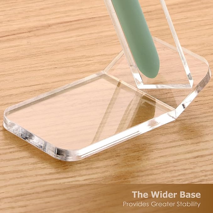 SANRUI Premium Thick Clear Acrylic Pen Display Stand Angled V-Channel Single Pen Stand for Desk, Stable Fountain Pen Holder for Beadable Pens, Collectibles, Office, Craft Shows