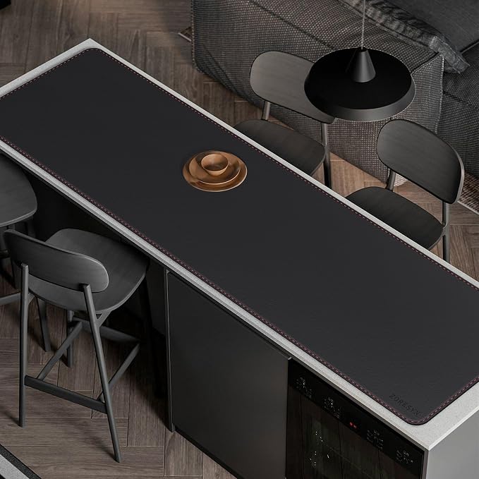 ZORESYN Large Desk Pad 74.8x19.7inch, Waterproof PU Leather Mouse Pad Desk Mat, Desk Blotter Protector with Non Slip Base for Home Office (Black)