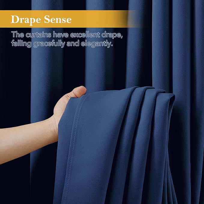 RYB HOME Blackout Thermal Insulated Curtains, Portable Curtain for Sliding Glass Door/Storage/Space Room Divider, Large Window Treatment Room Divider Panel, W80 x L84, Navy Blue, 1 Panel