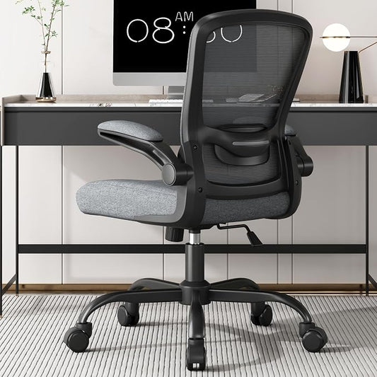Mimoglad Ergonomic Office Chair - Desk Chair with Flip-up Armrests & 135° Recline, Adjustable Lumbar Support - Space-Saving Task Chair for Business/Team Office & Home (Iron Gray, 300lbs) | Supports 300 lbs · Seat 19.48"–23.4" · Breathable mesh · 20–30 ...