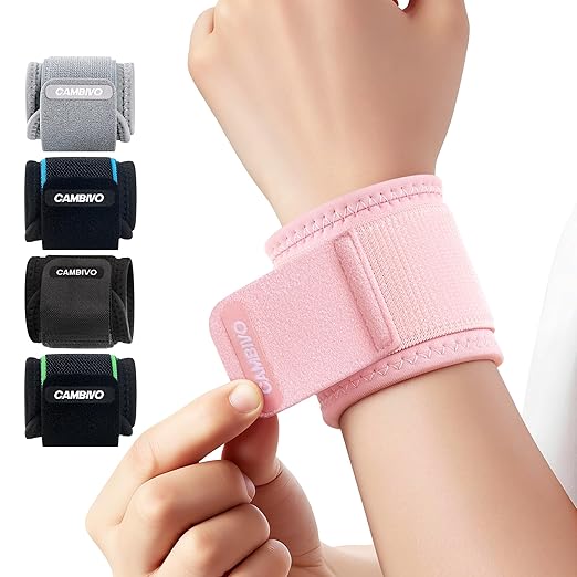 CAMBIVO Wrist Brace 2 Pack, Adjustable Compression Wrist Support for Carpal Tunnel, Tendonitis Pain Relief, Wrist Wraps for Weightlifting, Gym Fitness, Sleeping Night Support, Men Women