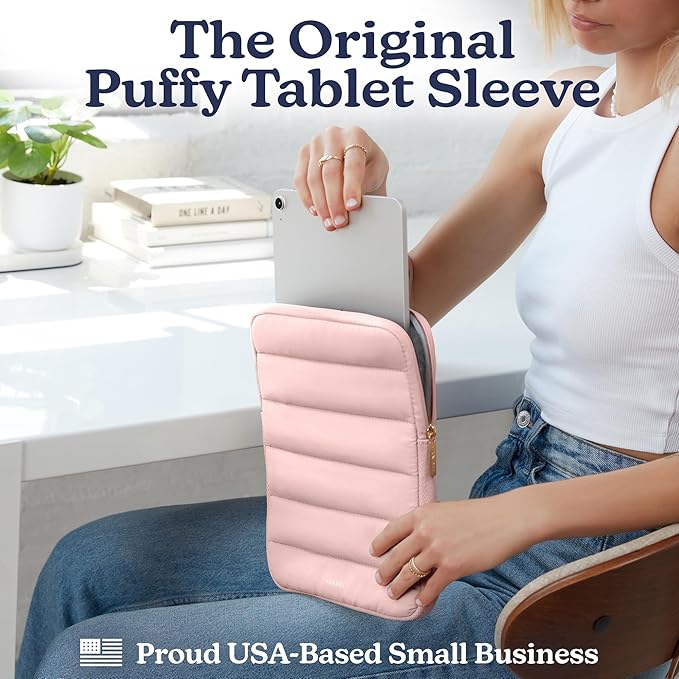 Vandel - The Original Puffy iPad Sleeve 9-11 Inch Tablet Sleeve, Pink i Pad Case for Women and Men, Cute iPad Air Pouch, 9 10 Inch, 11 Inch Bag