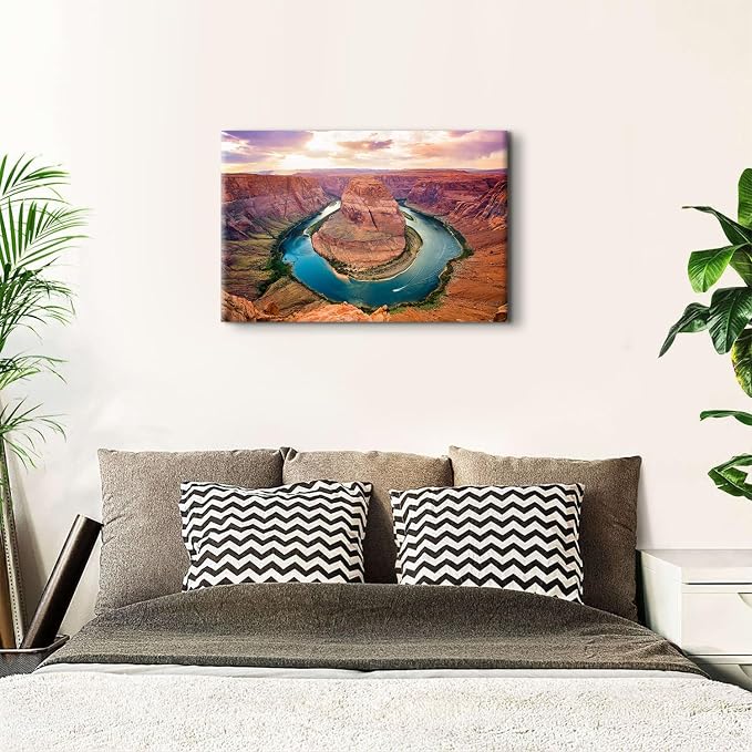 Sunset Grand Canyon River Canvas Wall Art Colorado National Park Arizona Landscape Wall Decor Bedroom Nature Scenery Poster Prints Artwork Living Room Hallway Modern Home Decoration 24x36"