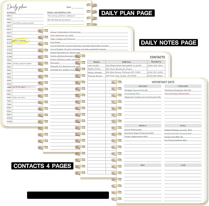 Undated Daily Planner With Hourly Schedule, To Do List Spiral Notebook, Easily Organize Your Work Tasks And Appointments, Perfect School Or Office Supplies For Organizing & Planning, 7.5"x10", Beige