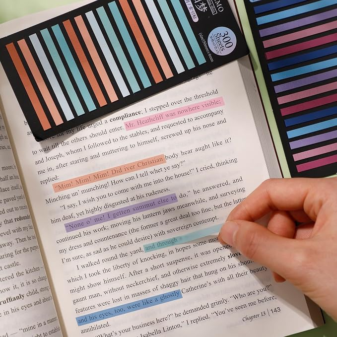 HAUTOCO 3600pcs Transparent Highlighter Tape, Removable Highlighter Strips Sticky Notes for Annotating Books, Morandi Clear Sticky Page Markers Tabs for Office School Aesthetic Study Supplies