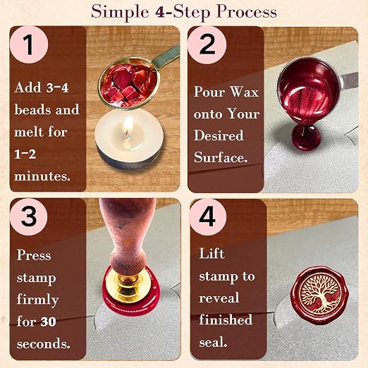 xxxHOLIC 400 Sealing Beads with Spoon & Tea Lights, Flexible Crack-Resistant Formula for Stamp Crafts, Smokeless Melting Set for Invitations, Envelopes, Cards & Gift Wrapping