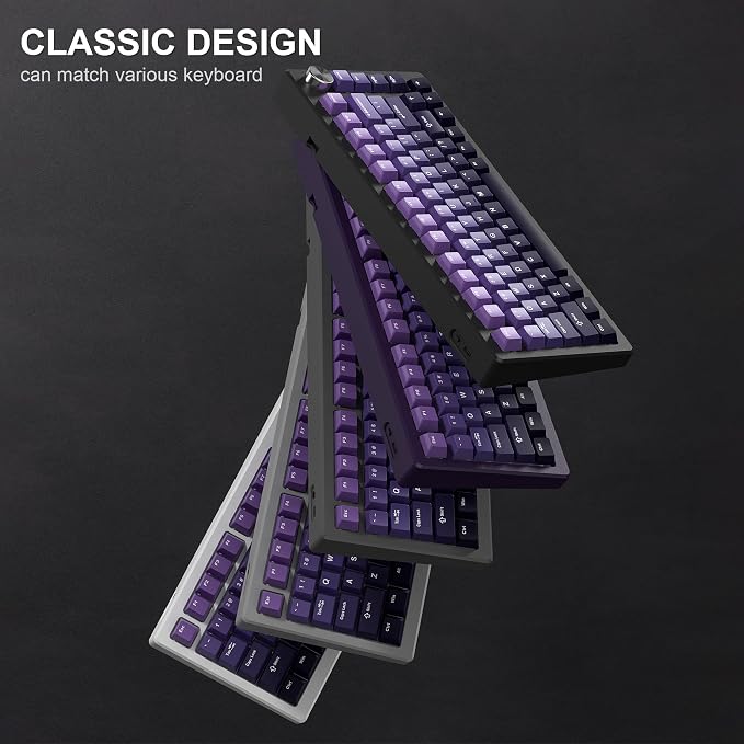 dagaladoo Keyboard keycaps Set, Double Shot PBT keycaps,Cherry Profile Custom Key caps 60 65 75 100 Percent for Cherry-mx Full Size Retro Mechanical Keyboard,Gradient Purple