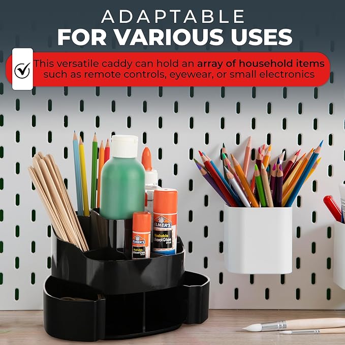 Masirs Small 360 Rotating Makeup Organizer, 5 Compartments, Square Black | Small 360 Rotating Makeup Organizer, 5 Compartments, Acrylic Mini Lazy Susan, Vanity Bathroom Counter, Square Black