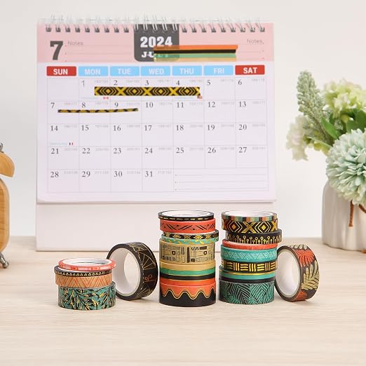 Mr. Pen- Washi Tape Set, 21 Rolls, Assorted Sizes, 5.5 Yards/Roll | Washi Tape for Scrapbook, Arts, Crafts, Journals and Planners, Ethnic Elegance Design