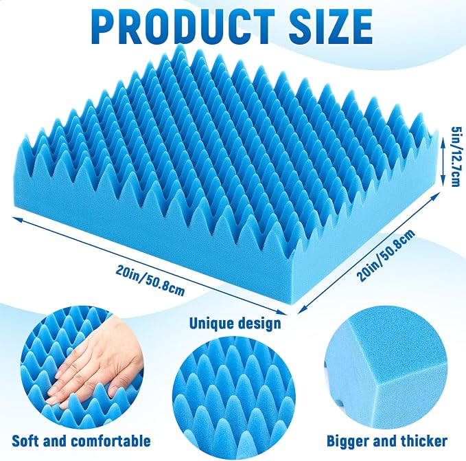 1 Pcs Egg Foam Cushion 20 x 20 x 5 Inches Recliner Cushion Egg Shaped, Blue | Recliner Cushion for Elderly, Egg Foam Pad to Relieve Back, Double Layer Disperse Pressure for Office Wheelchair Home Car
