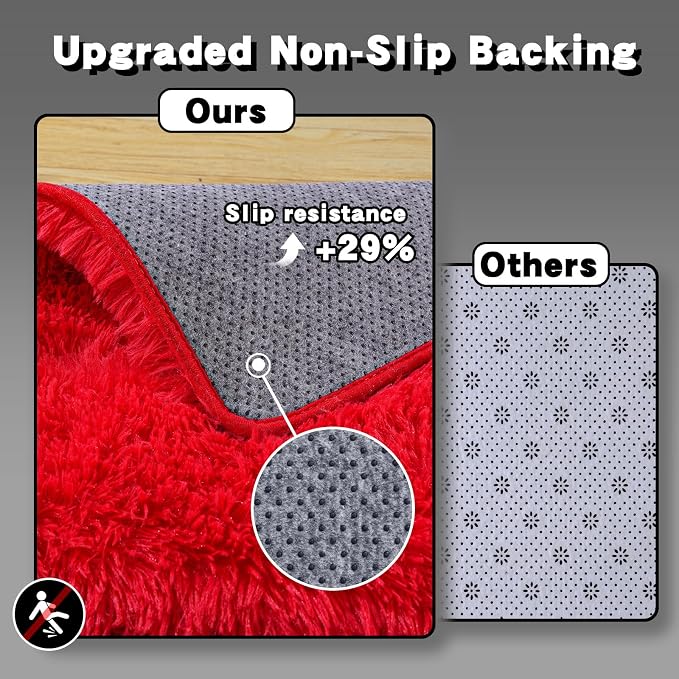 8x10 Area Rugs for Living Room, Red Fluffy Shaggy Rug Soft Carpets, Big Rugs for Bedroom Nursery Kids Room Dorm Home Decor Aesthetic