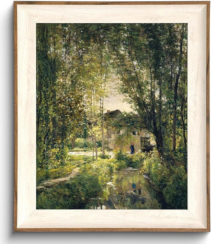 uniro Framed Canvas Wall Art, Vintage Summer Country Landscape Oil Painting, Retro Aesthetic Artwork for Wall Home Living Room Bathroom Bedroom Farmhouse Wall Decor - 10"x12"