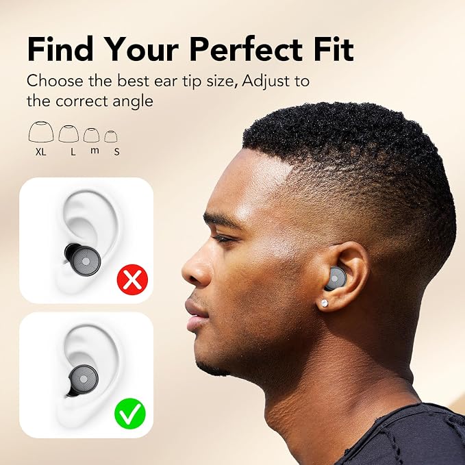 Ear Plugs for Sleeping,Noise Cancelling Silicone Earplugs,Concert,45 dB,Soft and Reusable,Hearing Protection with 8 Earpieces in 4 Sizes(XS/S/M/L),Carrying Bag,for Concert,Sleeping,Black