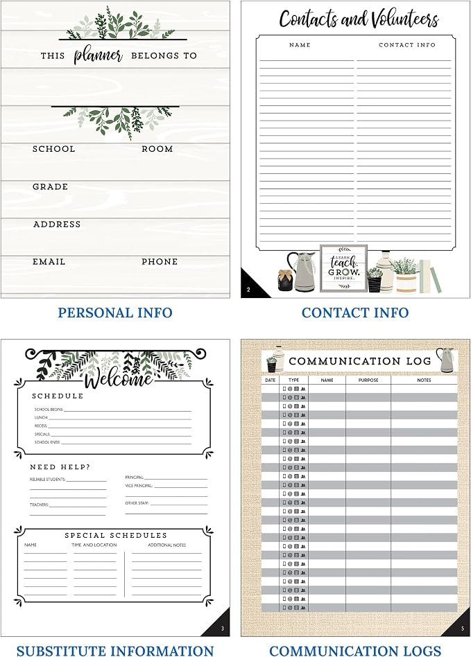 Carson Dellosa Education Modern Farmhouse Teacher Planner 2026-2027,Undated 8" x 11" Lesson Plan Book With Stickers, Class Schedule & Weekly Calendar School Supplies, Homeschool & Classroom Must Haves