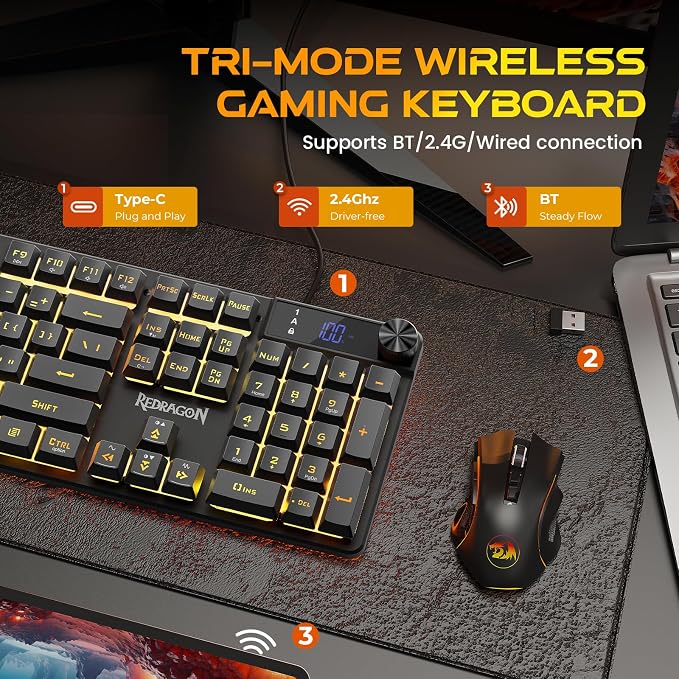 Redragon K521 Pro Wireless Gaming Keyboard with Screen