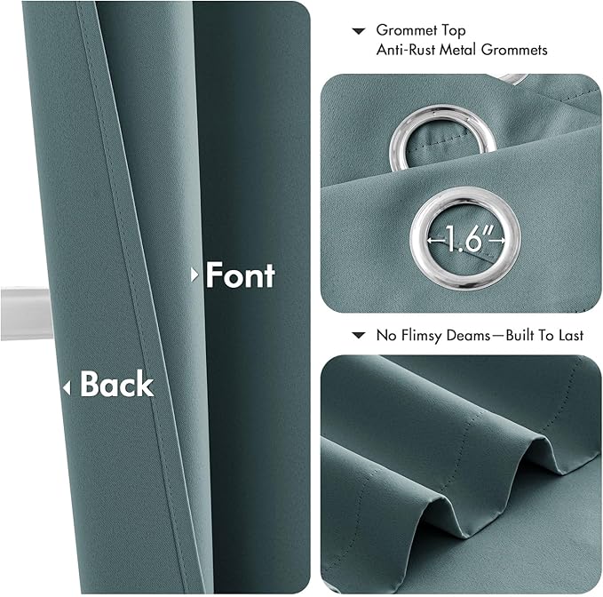 MIULEE Blackout Curtains for Bedroom Living Room 2 Panels, Thermal Insulated Room Darkening Drapes Grommet Noise Reducing Light Blocking Window Treatments 54 Inches Long 40x54 Inch Dusty Blue