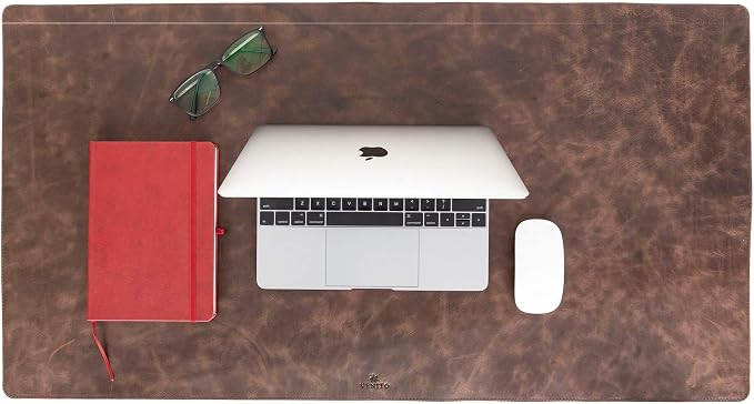 Venito Premium Leather Desk Pad Mat (36 X 19 inch) - Large Desk Mat for Keyboard and Mouse Home Office Accessories (Coffee Brown)
