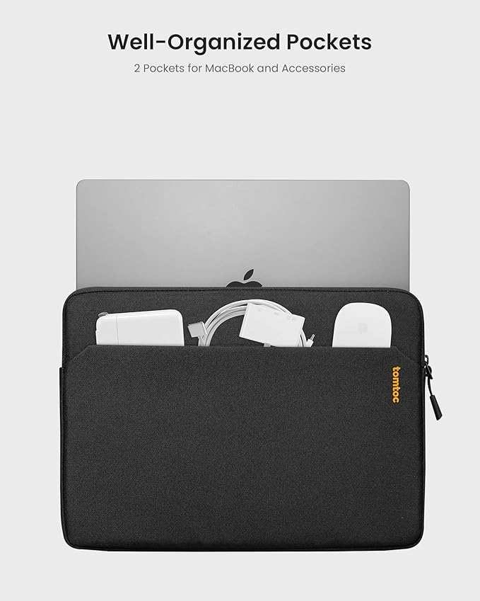 tomtoc Slim Laptop Sleeve for 15-inch 2026 New MacBook Air M5 (2026), M4/A3241, M3/M2, 15 Inch Microsoft Surface Laptop AI PC/7/6, Dell XPS 15 Plus, Recycled Water-Resistant Protective Case Bag