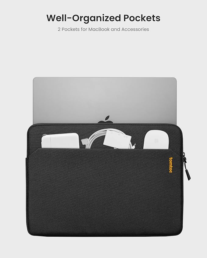 tomtoc Custom-Fit Slim Sleeve for 13-inch MacBook Neo A18 Pro A3404, Water-Resistant Protective Case with Accessory Pocket